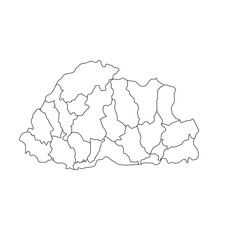 Bhutan Map Outline with Internal Districts
