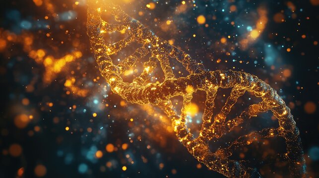 Glowing dna helix representing genetic engineering and science