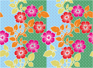 Full colour  floral motif Batik indonesia