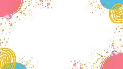 free background with playful fonts featuring bold cursive script and vibrant colorful abstract shapes including swirling spirals and geometric patterns