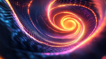 Abstract glowing neon spiral vortex energy technology
