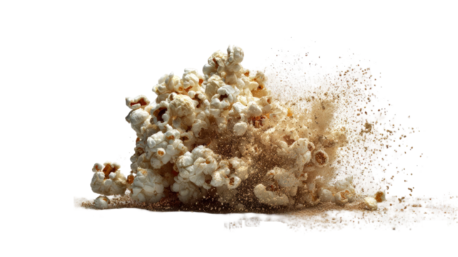 brust of popcorns isolated on white background