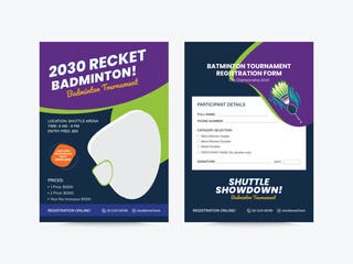 Badminton Sport Competition flyer Template, Badminton Social Media Template design