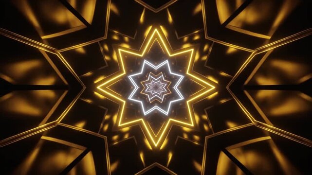 Futuristic Neon Star Tunnel Abstract Background Loop