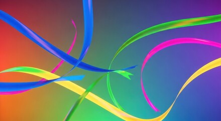 A colorful abstract background with vibrant ribbons of different colors.