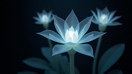 Fototapeta premium 3D render and 3D modeling of a rare exotic plant with delicate translucent crystal leaves 