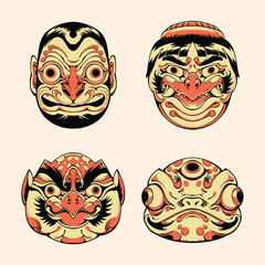 Japanese mask set vector design vector illustration