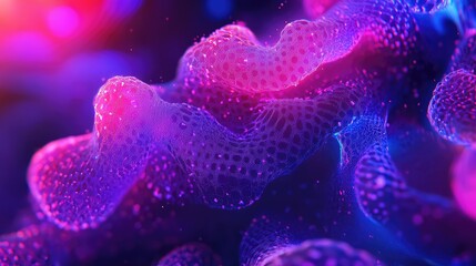 Glowing cellular network forming an organic abstract structure