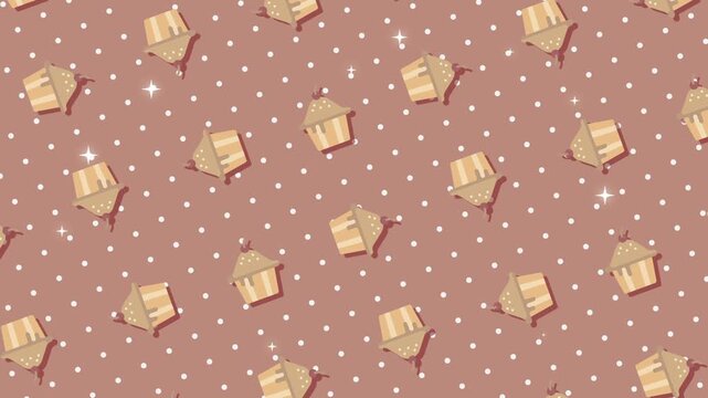 Cartoon Cupcake Cake Polka Dot Pattern Sweet Seamless Background