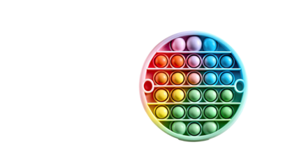 A colorful group of plastic bottles and caps, including blue and green, arranged like an art palette for recycle design