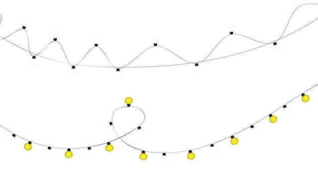 Abstract bezier curves with nodes and yellow light bulbs on path isolated on transparent background - Powered by Adobe