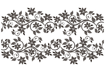 Black and white floral motif Batik indonesia