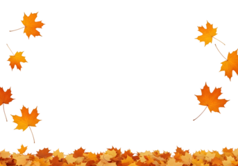 Autumn Leaves Top and Bottom Frame PNG – Maple Foliage Border for Fall Cards and Invitations