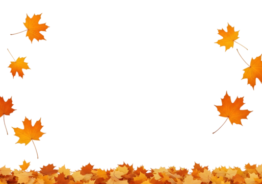 Autumn Leaves Top and Bottom Frame PNG – Maple Foliage Border for Fall Cards and Invitations