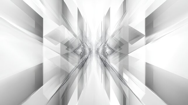 Abstract futuristic architecture with symmetrical transparent geometric shapes