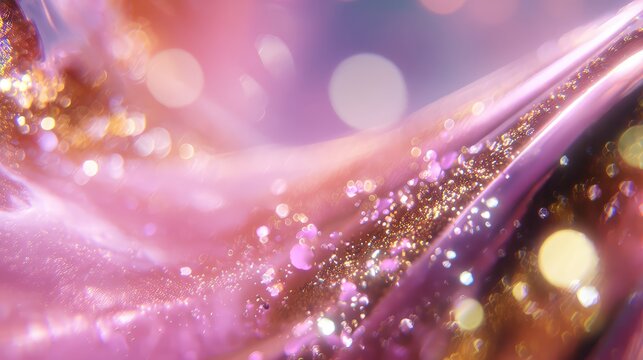 Abstract shimmering pink glitter flowing bokeh background
