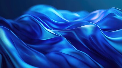 Fototapeta premium Blue flowing fabric creating abstract wave background