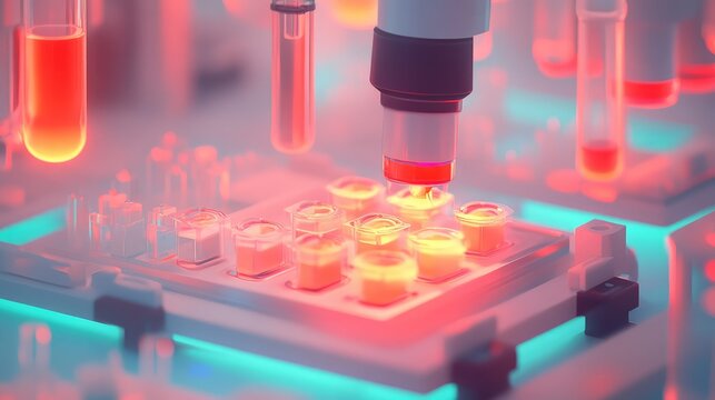 Automated laboratory pipetting robot conducting scientific research experiments