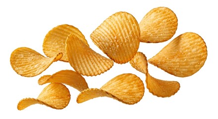 A scattering of ridged potato chips