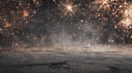 silvester 2025 new years eve new year festival party celebration holiday background banner panorama firework fireworks on rustic dark black grey stone concrete texture