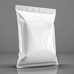 White Glossy Snack Bag Packaging Mockup – Flexible Foil Pouch for Food
