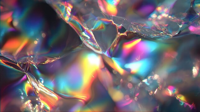 Abstract colorful holographic light creating iridescent prism effect