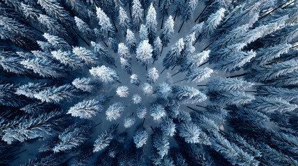 Mesmerizing aerial view of snow-covered winter forest