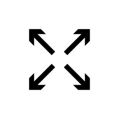 Expand fullscreen vector icon for user interface design, representing maximization, spreading, and outward movement on a white background.
