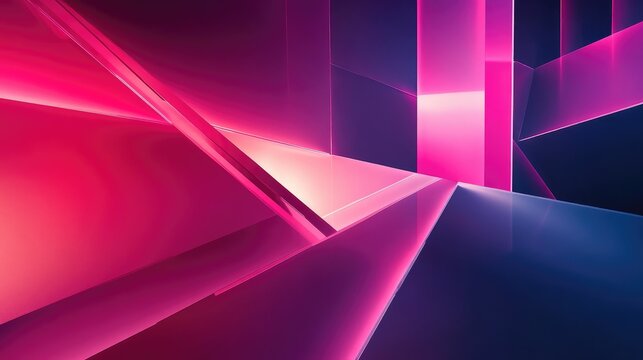Abstract geometric pattern forming a vibrant pink and blue background