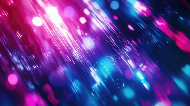 Abstract digital light trails creating bokeh effect