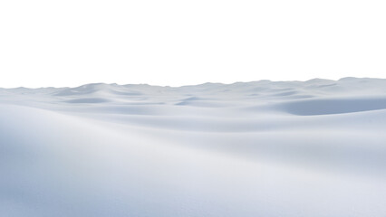 Snow-covered rolling hills under a pale sky, minimalist winter landscape evoking calm isolation and serene atmosphere. transparent background.
