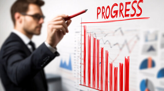 Professional presenting vibrant progress charts, illustrating success and growth potential analysis