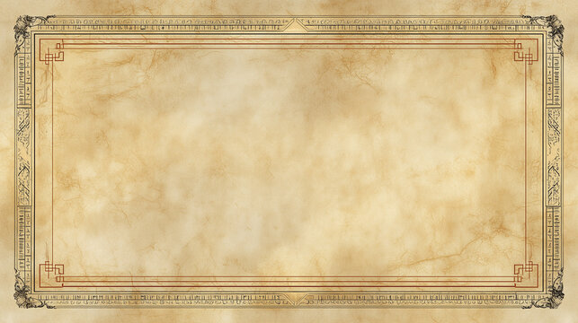 Antique parchment texture with intricate ornamental frame design, ideal for certificates, invitations, or historical themes