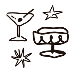 Vector whimsical Christmas, cute holiday illustration, festive doodle design, playful Christmas elements, magical winter clipart