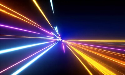 Abstract streaks of vibrant neon light trails in a dark environment creating a sense of speed and motion with a futuristic glow and energetic atmosphere - Powered by Adobe