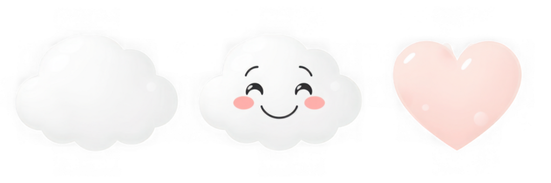 Adorable Cloud Characters and a Heart Shape Illustration. - Powered by Adobe