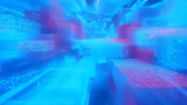 Abstract digital tunnel with glowing code