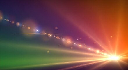 Abstract colorful light burst background with lens flare effect for graphic design and wallpaper use