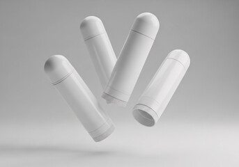 3d render mockup flying empty white packing chapstick or lip balm