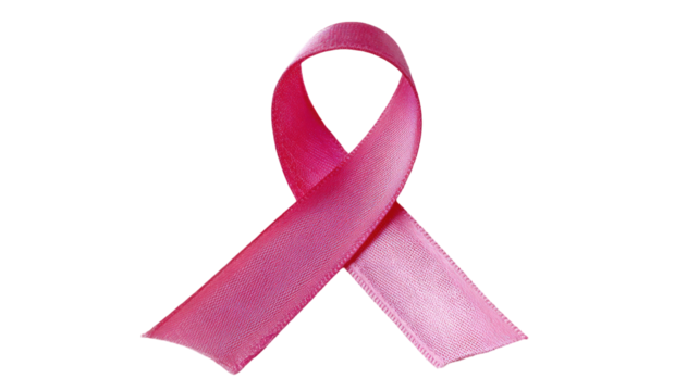 Pink breast cancer awareness ribbon symbol, isolated health charity illustration