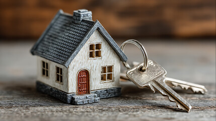 small house model with key for homeownership concept showing property investment real estate planning financial management and dream house lifestyle in modern imagery