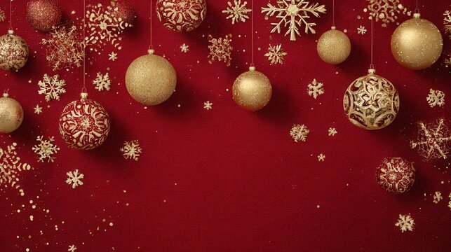 red christmas background with golden ornaments and snowflakes holiday elegance festive design christmas decoration seasonal pattern holiday style christmas theme festive bac