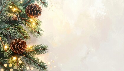 Christmas tree branch with lights