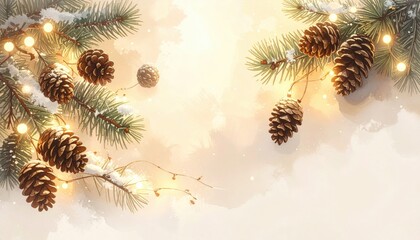 Christmas tree branch with lights