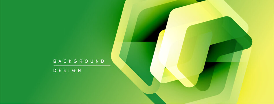 Abstract geometric design. Green, yellow gradients create layered hexagon shapes. Modern, vibrant visual element for backgrounds. - Powered by Adobe