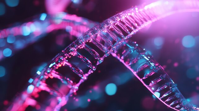 Dna helix molecule glowing, representing genetics and biotechnology
