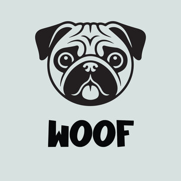 Stylized pug illustration with woof