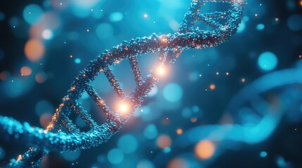 Dna helix structure in digital science and biotechnology background