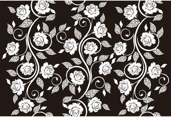 Black and white floral motif Batik indonesia