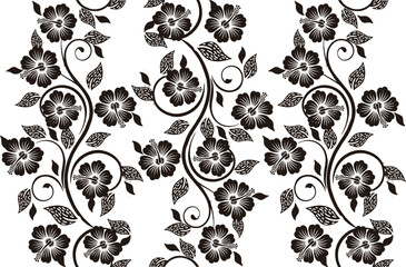 Black and white floral motif Batik indonesia